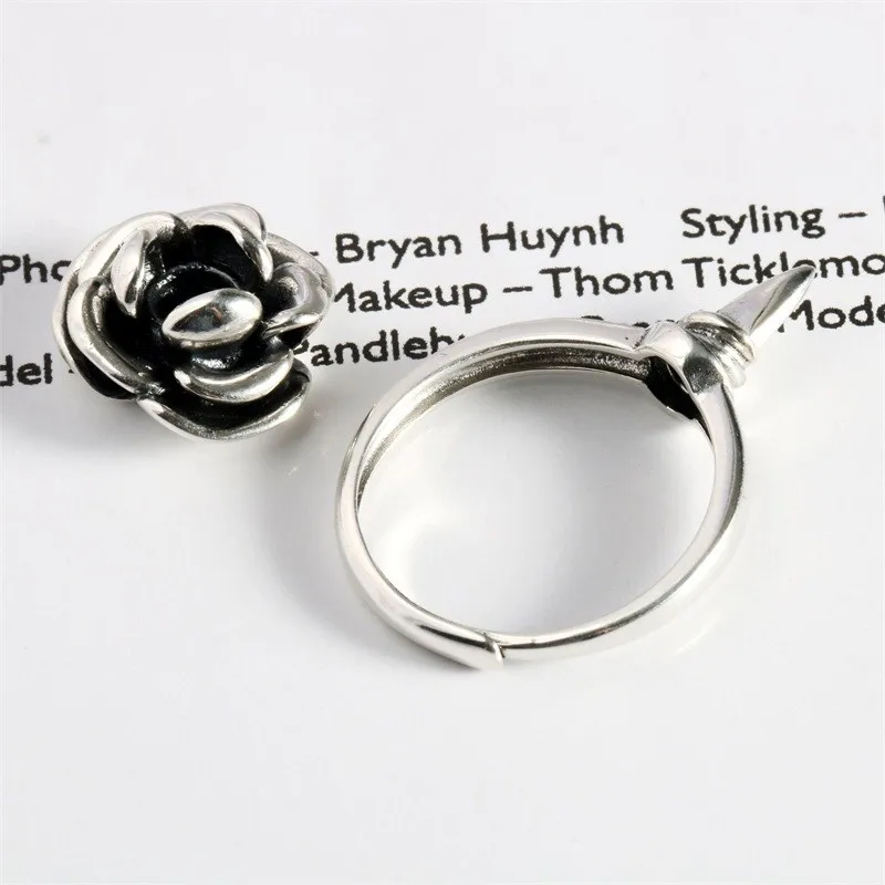 

Self-defense Ring Rose Anti-wolf Net Red Sterling Silver 925 Simple Female Jewelry Dual-use Anti-drip Silver Fashion Weapon
