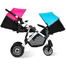 High Quality Twins Baby Stroller High Landscape Aluminum Alloy Pram Folding Shockproof Pneumatic Wheel Mutiple Child
