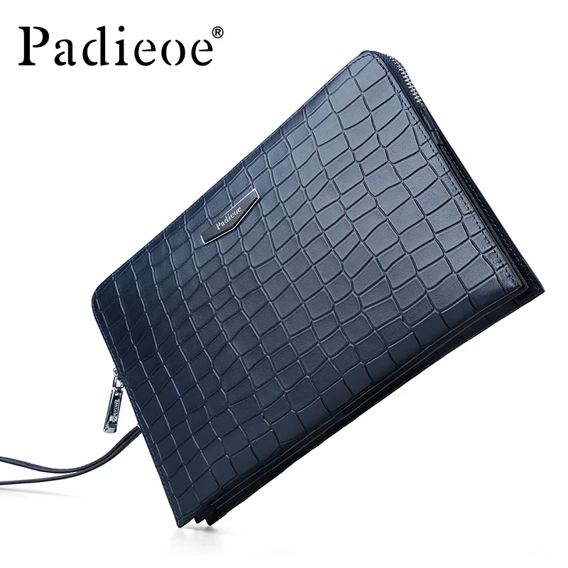 

Padieoe Luxury Crocodile pattern Design men 's Wallet Genuine Leather Clutch bag Durable Cowhide business man Purse bag Wallets