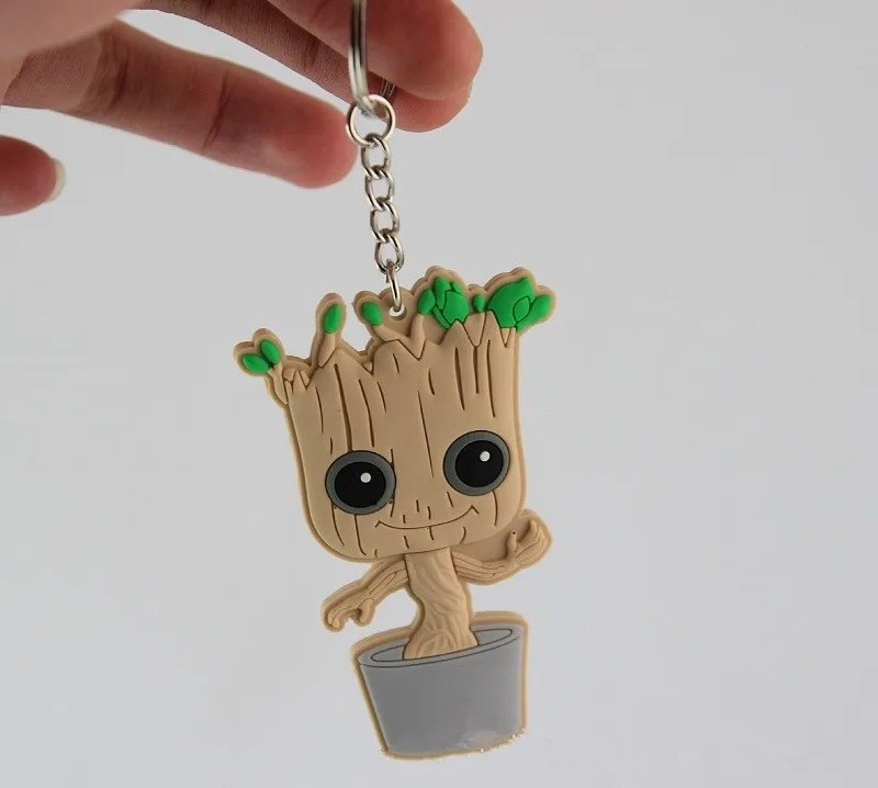 

High Quality About 8cm Cartoon Guardians Of The Galaxy Tree Man Groot PVC Key Chain Pendants Brinquedos 2017 Hot Sale