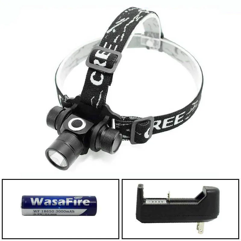 

WasaFire Portable Headlamp U2 LED Head Lamp 2 Mode Headlight Forehead Lamp Torch With 18650 Battery + Charger for Camping Hiking