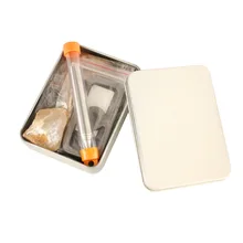 PSKOOK Flint Fire Starter English Flint Stone Steel Striker Kit Primitive Fire Starter with Jute Tinder Tin Box Pocket Bellow
