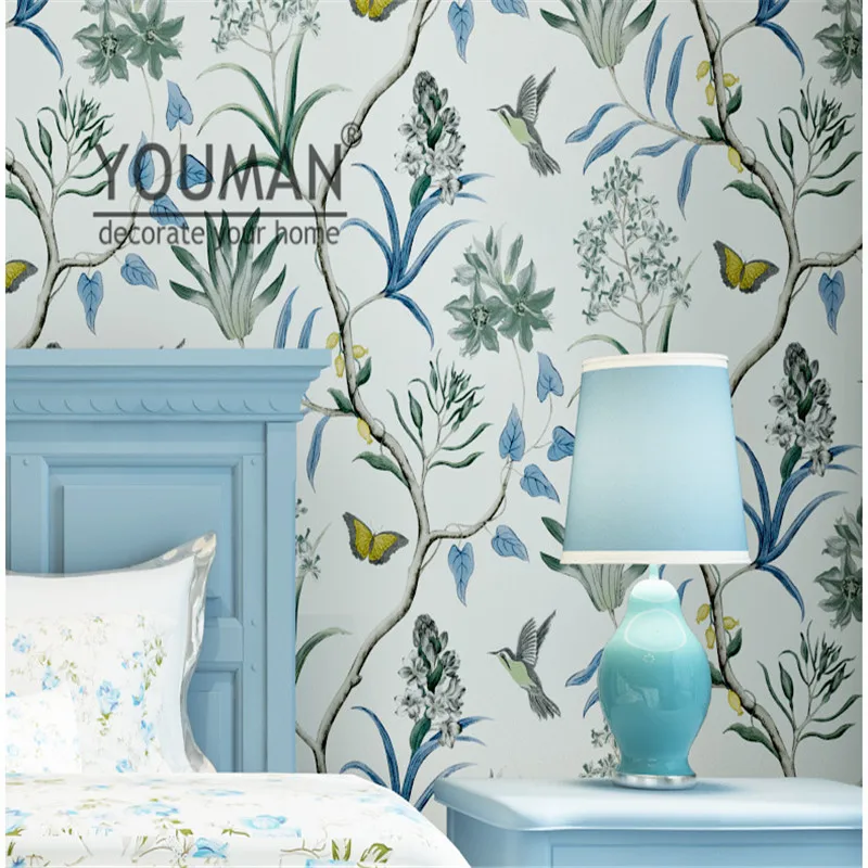 Wallpaper Youman Vintage American country fresh 3d garden flower and bird bedroom living room TV background non-woven wallpaper Wallpaper Youman Vintage American country fresh 3d garden flower and bird bedroom living room TV background non-woven wallpaper