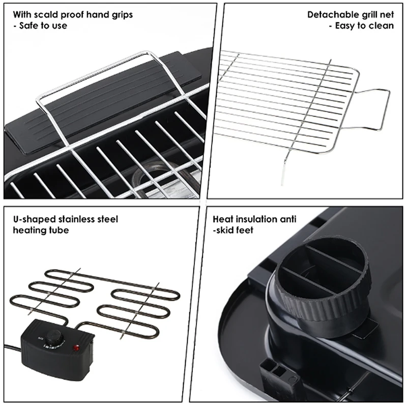 Электрический гриль для барбекю с контролем температуры, гриль для барбекю, гриль с антипригарным покрытием, бездымный гриль для домашнего приготовления пищи на открытом воздухе