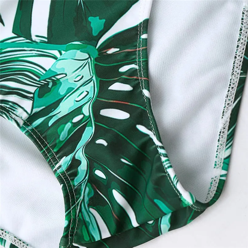 Women Two Pieces Bikini Swimsuit Set Banana leaf Printed Bandage Bathing Suit  Beachwear L M S maillot de bain femme #2p29 (5)