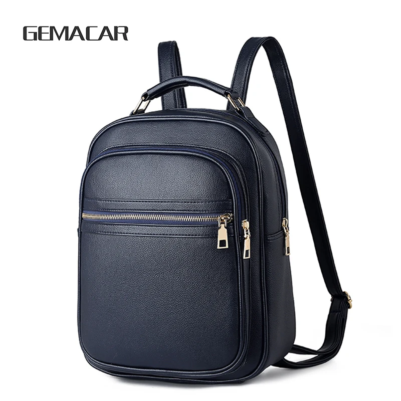 

High Quality Simple Female Backpack Trend Neutral Elegant Women's Bag Pu Leather Stereo Stereotype Knapsack Soft Back