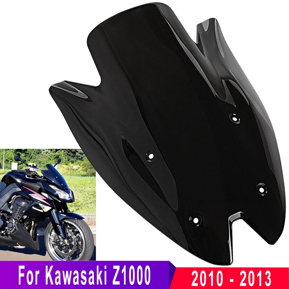 Motorcycle Windshield Z 1000 Viento Moto Parabrisas Windscreen Screen For Kawasaki Z1000 Wind Deflector 2010 2013 Black Glass|Windscreens & Wind - AliExpress