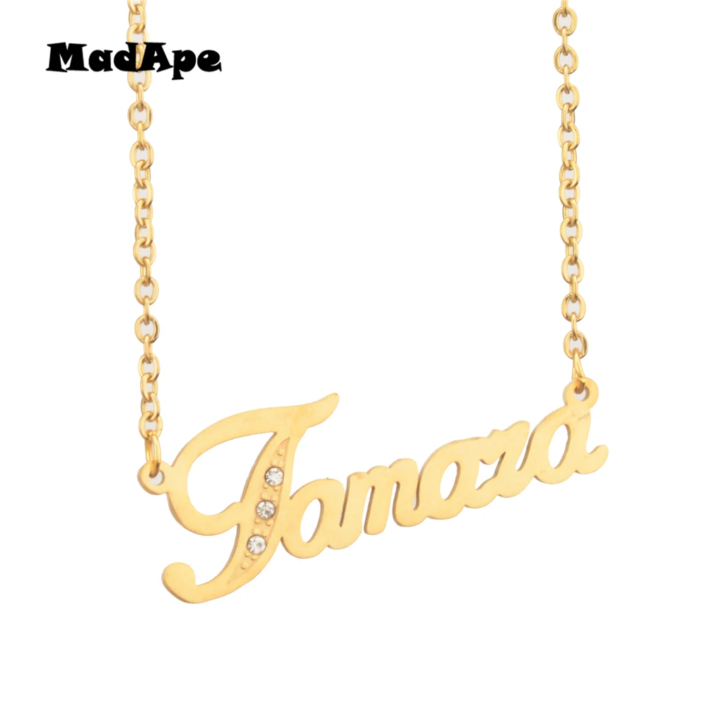

MadApe Letter "Tamara" Pendant Necklace Stainless Steel Gold Color Chain Custom Any Personalized Name Necklace Jewerly For Women