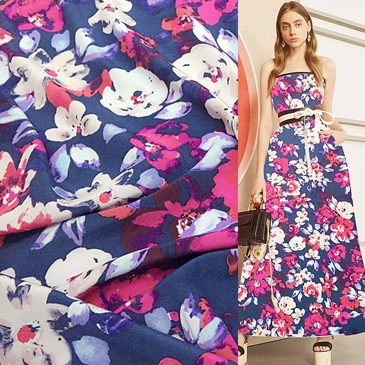 

Slight sand wash floral printing 100% Silk Crepe DE chine silk fabric 15momme 114cm width by yard,SCDC283