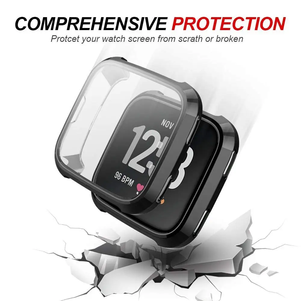 Чехол для Fitbit Versa Смарт-часы TPU покрытием экран протектор прочный Чехол царапинам все вокруг защитный чехол Чехол-бампер