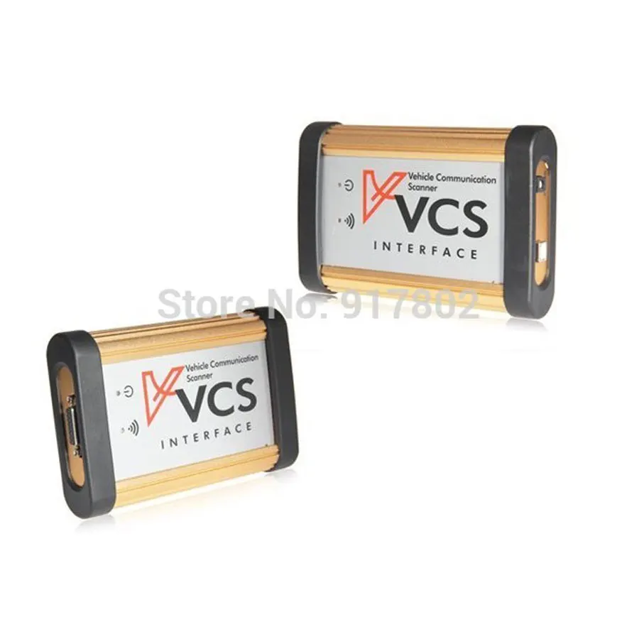 

2pcs/lot A+ VCS Vehicle Communication Scanner VCS Scan tool Interface Englsih/Russian/Spanish/French no need to work Dongle