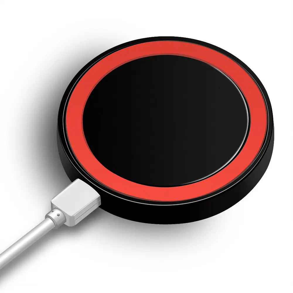 JUSFYU Мини Qi Беспроводное зарядное устройство USB зарядка для iPhone X 8 8 Plus samsung Galaxy S6 S7 Edge S8 Plus Note 5 8 зарядное устройство - Тип штекера: black red
