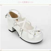 Милые туфли принцессы в стиле Лолиты; Новинка; туфли на высоком каблуке из искусственной кожи с круглым носком, с бантом и пряжкой; pu8611