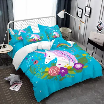 Sky Blue Unicorn Bedding Set