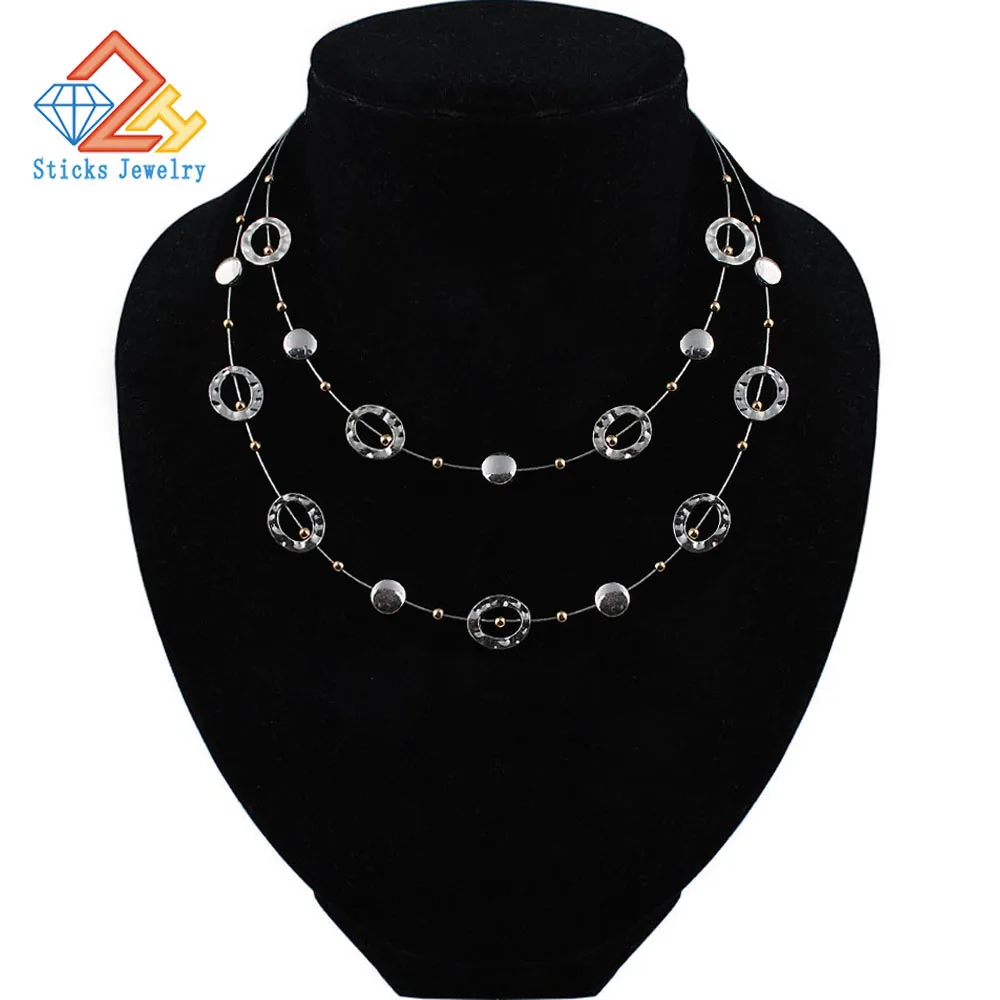 

Charm Two Layer Necklace European and American Fashion Jewelry Big Cable Linking Wholesale