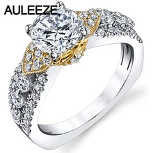 Vintage Crown Floral 14K Two Tone Gold Engagement Wedding Rings For Women 1 Carat Moissanites Ring Lab Grown Diamond Jewelry