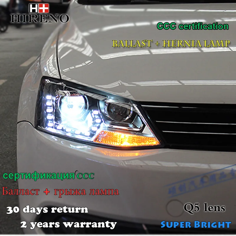 

Hireno Headlamp for 2012-2015 Volkswagen Jetta MK6 Headlight Assembly LED DRL Angel Lens Double Beam HID Xenon 2pcs