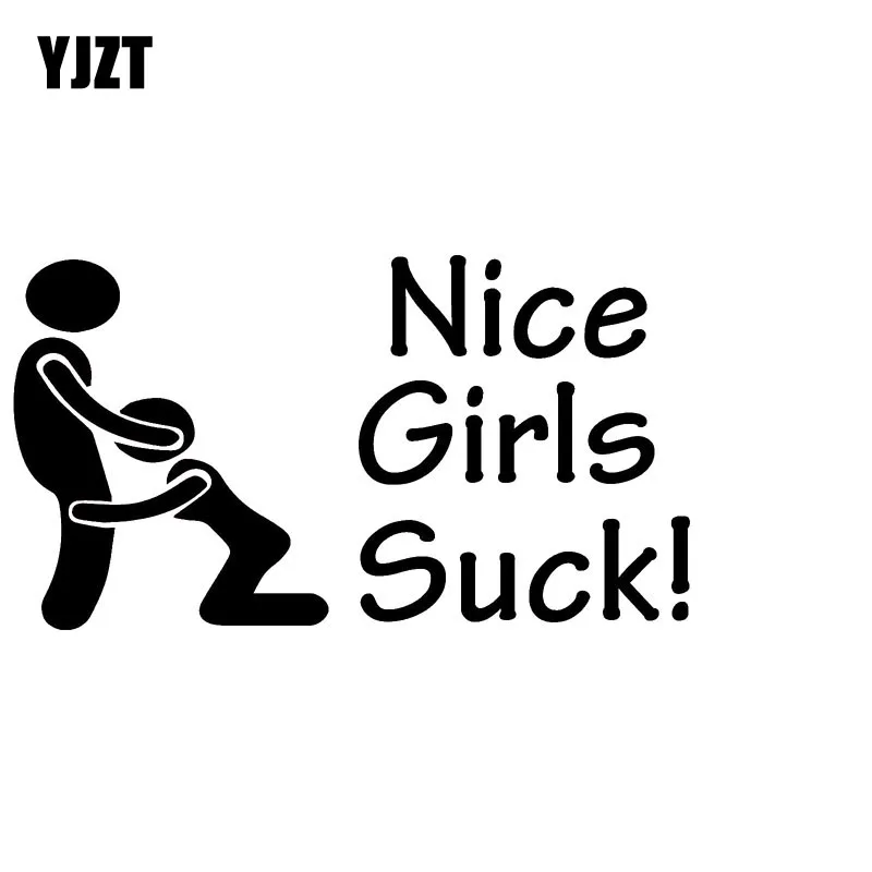 YJZT 12.8X7.1CM NICE GIRLS SUCK Vinyl Decal Black/Silver Car Sticker Funny Car-styling S8-0553 14cm 9cm fashion x wing star wars funny vinyl car styling decal car stickers black silver s6 3687
