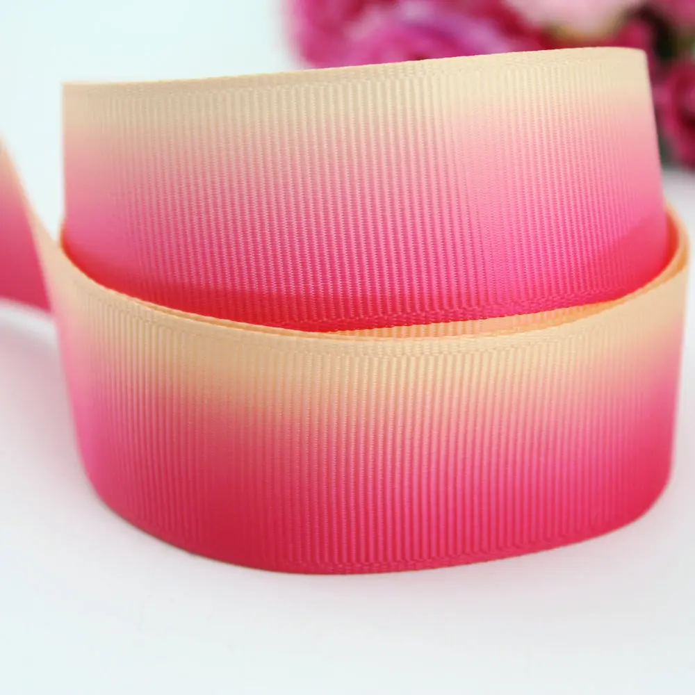 

9mm-75mm Colorful Gradient Custom printed grosgrain ribbon DIY headband tape webbing 50 yards