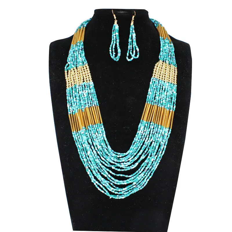 

Multi Strand Fashion Jewelry Handmade Bohemia Nigeria African Seedbead Jewellery sets for women