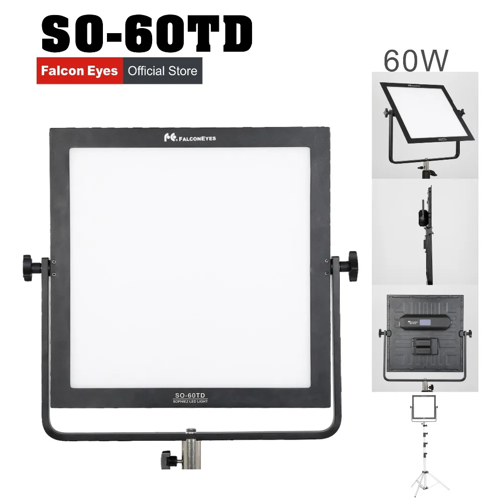 

Falcon Eyes SO-60TD video light 60W led panel lamp square soft Studio Light for film Advertisement shooting photography lighting