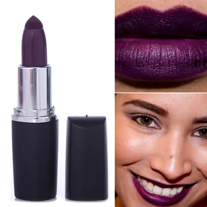 Водонепроницаемый вампирная матовая помада для губ глянцевый карандаш длительный косметический - Цвет: dark purple