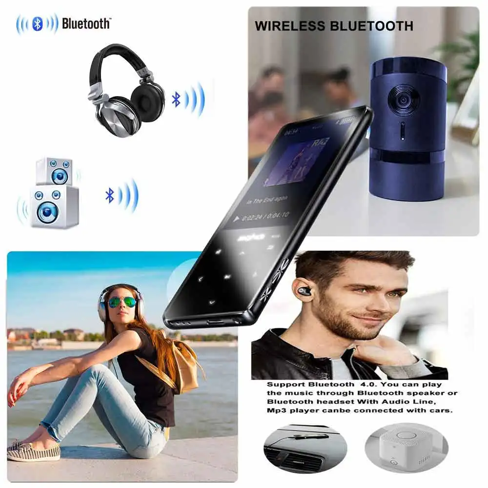 2020 Bluetooth4.1 MP3 плеер 2 4 дюйма HD ЖК дисплей 8 ГБ портативный музыкальный с динамиком