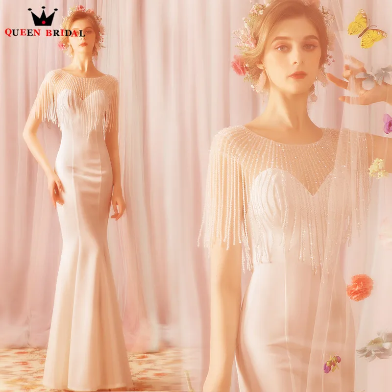 

Mermaid Floor Length Beads Sequins Sexy Luxury Ivory Evening Dresses 2018 New Party Dress Evening Gown Robe De Soiree MT50