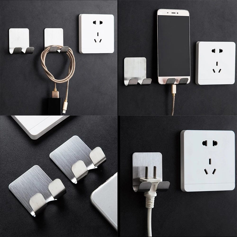 

Home Office Mobile Phone Shelf Stainless Steel Wall Holder Stand Power Storage Rack Plug Keys Charger Organizer Razor Towel