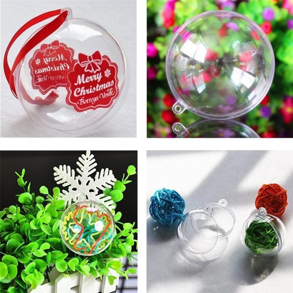 12pcs Clear Fillable Candy Box 60mm Christmas Bauble Xmas Tree Ball 