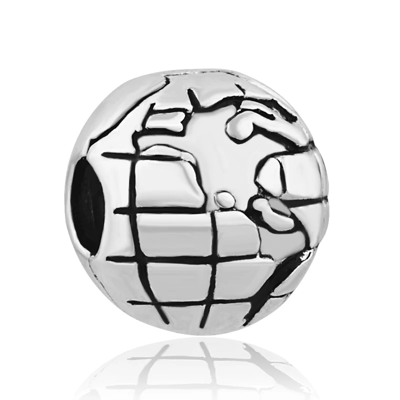 

free shipping 1pc plated globe big hole clip safety bead charms Fits European Pandora Charm Bracelets A294