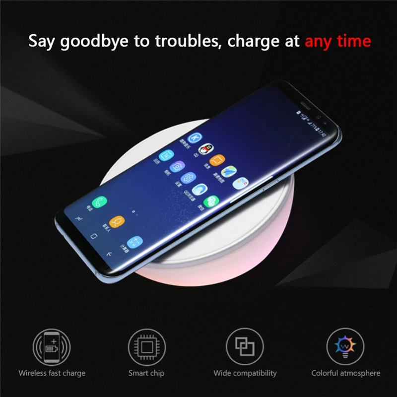 10 Вт Быстрое беспроводное зарядное устройство с будильником ночник подставка для IPhone X XS Max 7 8 samsung Galaxy S8 S9 Qi зарядка индукция