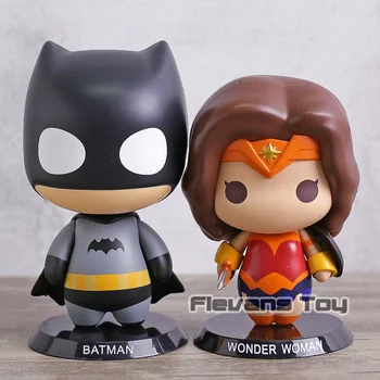 

DC Comics Super Hero Batman Woder Woman Q Version Doll PVC Figure Model Car Decoration Gift