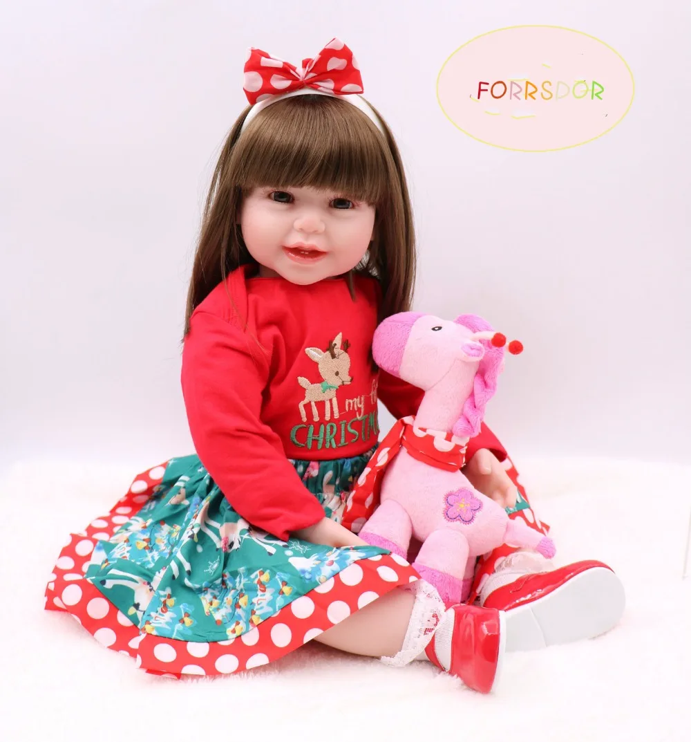 

Forrsdor 60cm cotton body simulation newborn baby girl with lovely baby clothes best Christmas gifts silicone reborn baby dolls