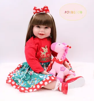 

Forrsdor 60cm cotton body simulation newborn baby girl with lovely baby clothes best Christmas gifts silicone reborn baby dolls