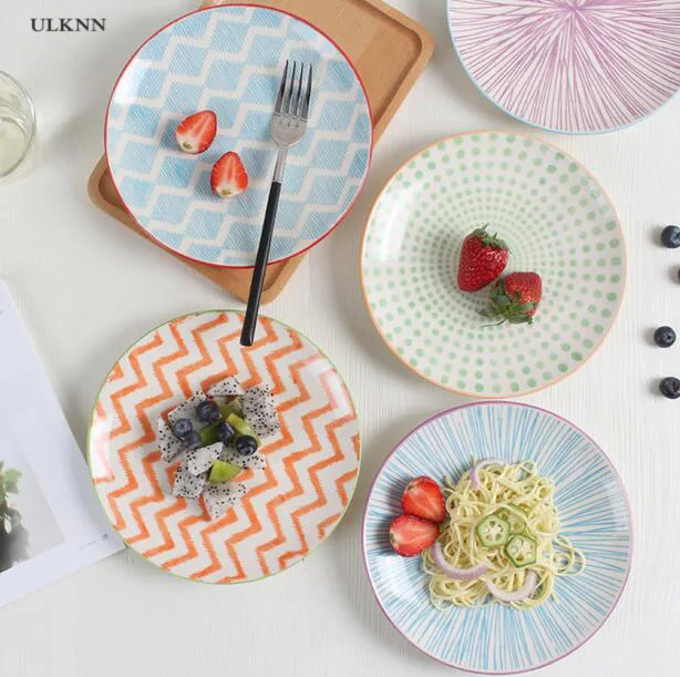 

Western-style steak ceramic circular dish home plates Light-table Western style table meat Flamingo dish