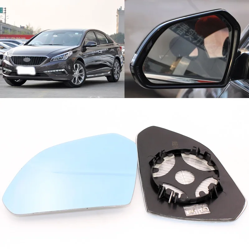 Зеркало бокового вида для Hyundai Sonata 2015 2017 синее стекло с подогревом основания 1