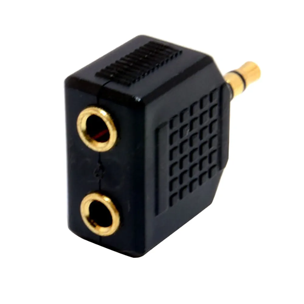 

VOBERRY Hot Sale Popular 3.5mm Stereo Jack Headphone Splitter Adapter 1 Plug to 2 Sockets Connector Black Cheap Earphone Adapter