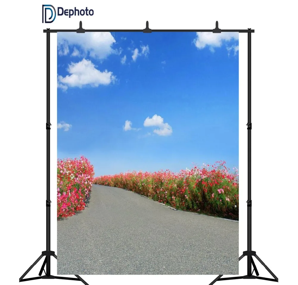 DePhoto фоны для фотосъемки голубое небо дорожный цветок фон Новорожденный ребенок |