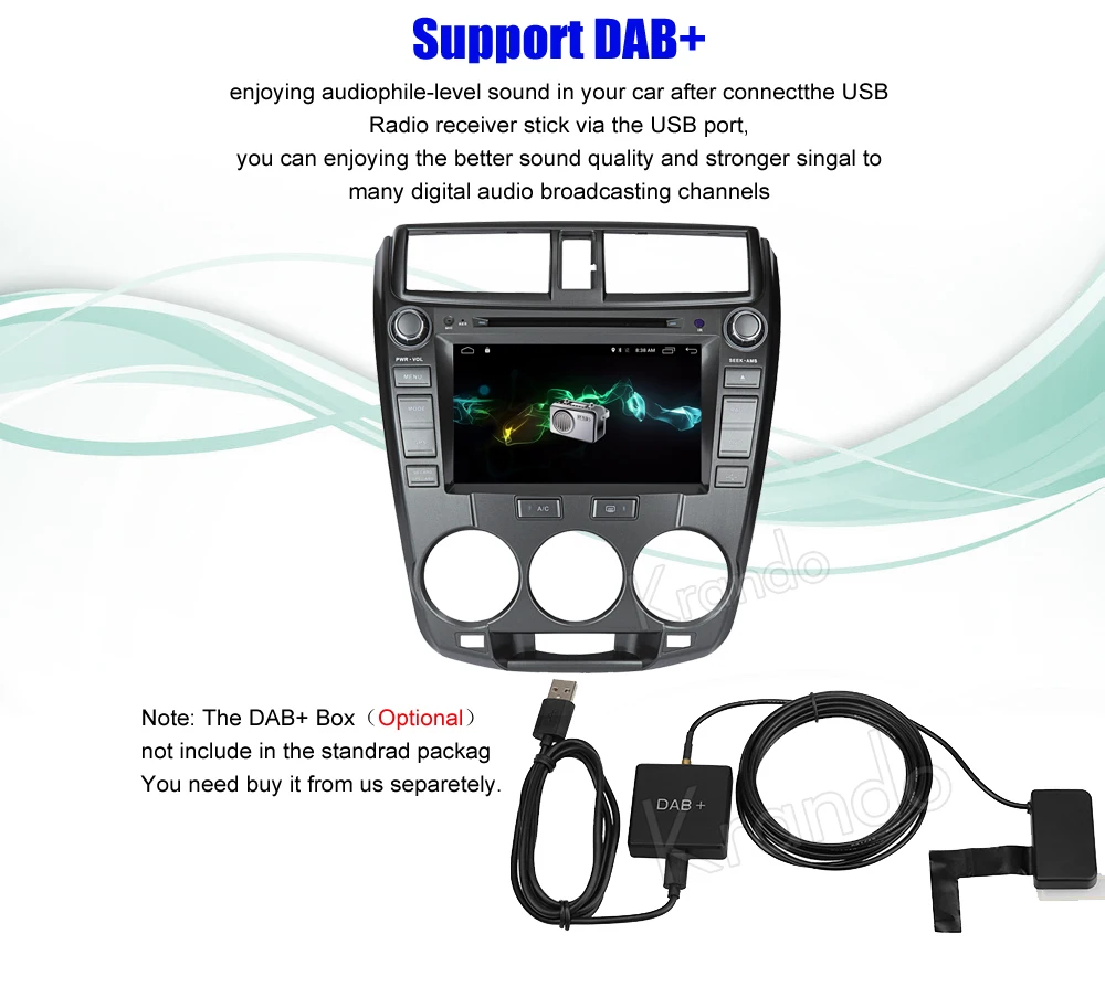 Excellent Krando 8" Android 8.0 car navigation multimedia system for Honda City 1.5L 2008-2013 audio radio gps dvd player WIFI 3G DAB+ 10