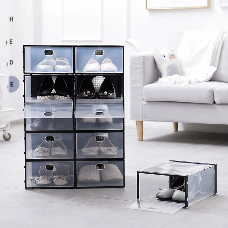 

2Pcs/Set Thickened flip shoes transparent Drawer Case Plastic Shoe Boxes Stackable Box storage box shoe storage organizer