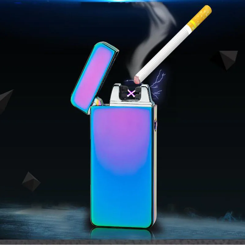 

Novelty Metal Flameless Torch Rechargeable USB Charge Dual Arc Lighter Windproof Personality Electric Cigarette Lighter 15