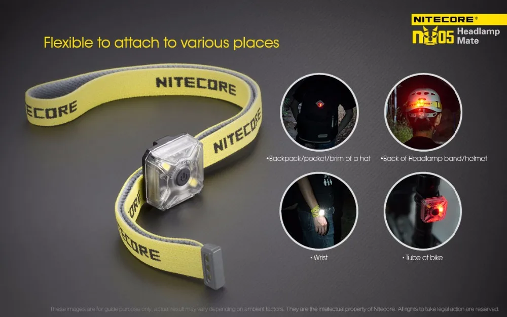 NITECORE NU05 USB Перезаряжаемый налобный фонарь 4* высокоэффективные светодиоды 35 люмен белый/красный светильник налобный светильник для поисково-спасательного велосипеда