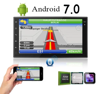 

7" Universal 2DIN Android 8.1 Quad Core Car Stereo Wifi GPS Navi FM Radio BT SD HD1080*600 support 3G