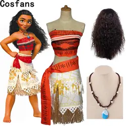 Карнавальный костюм принцессы Моаны для детей, костюм Моаны с ожерельем для взрослых женщин, костюмы на Хэллоуин для детей, подарок для