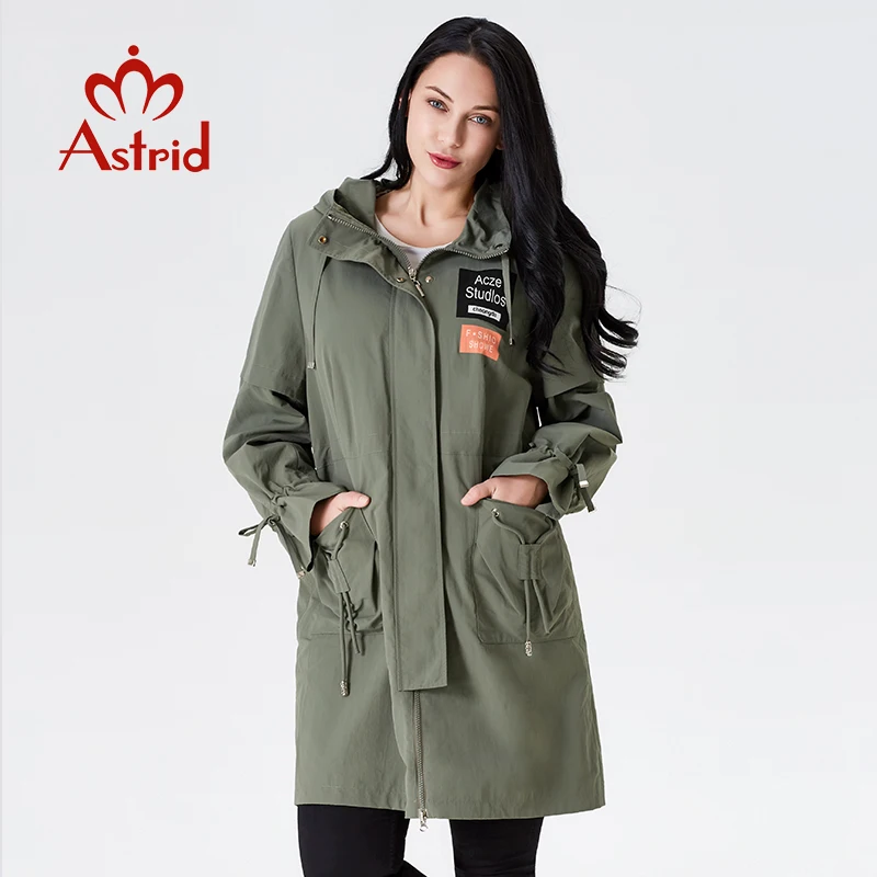 

2019 trench coat spring female trench clothes Classic women Hooded Solid color Fashion femme Ukraine ladies new astrid AS-7015