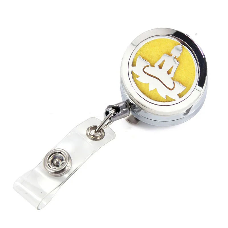

Lucky Buhhda Essential Oil Locket Metal Retractable Badge Reel Key 30MM ID Card Clip Ring Lanyard Name Tag Card Holder Free Pads