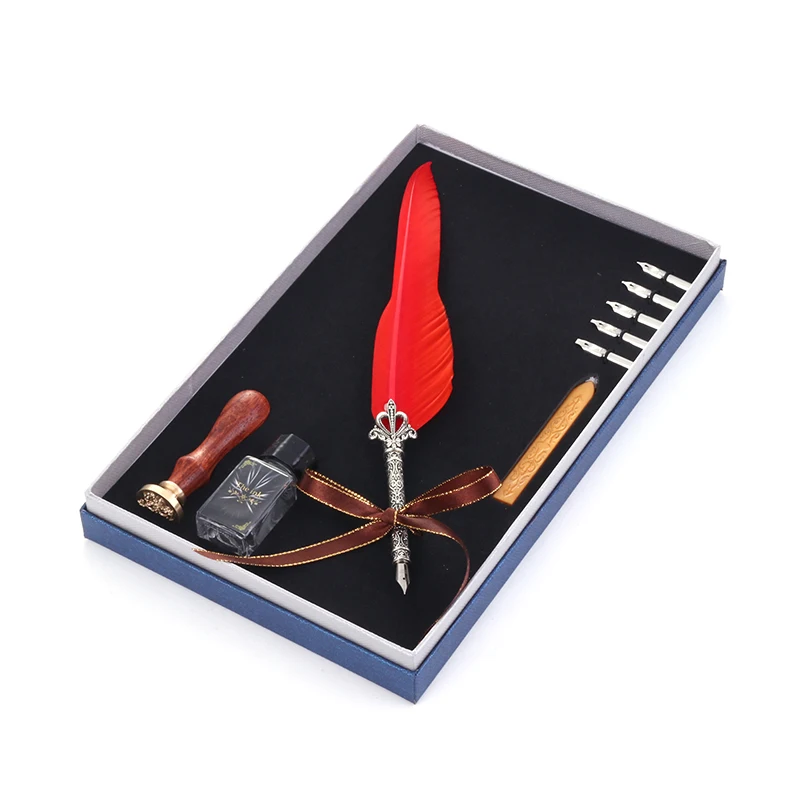 

10 Colours European Vintage Feather Pen Harry Potter Fountain Pen Ink Teacher's Day Birthday Gift Pens for School Office Supplie