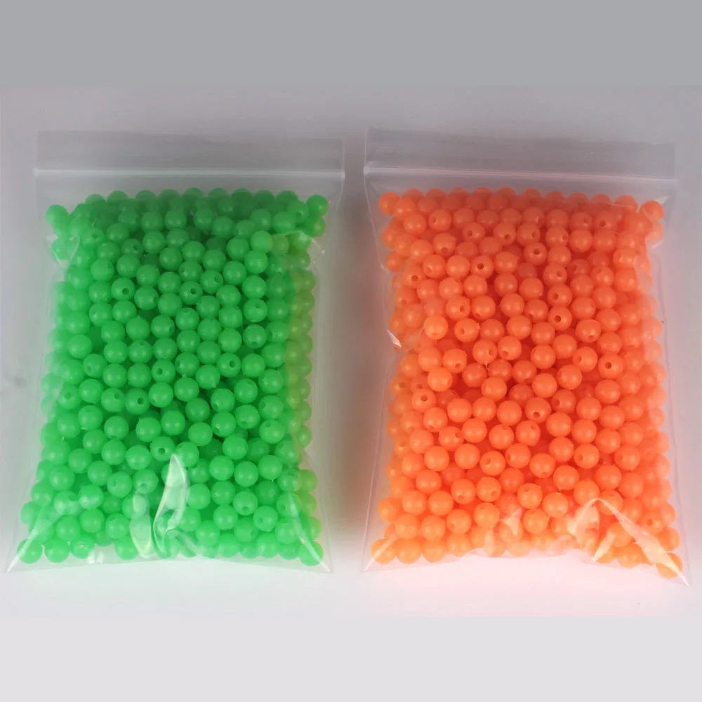375pcs Glow In The Dark Fishing Beads Set - Green Egg Soft Beads For Night Fishing Lures & Rigs