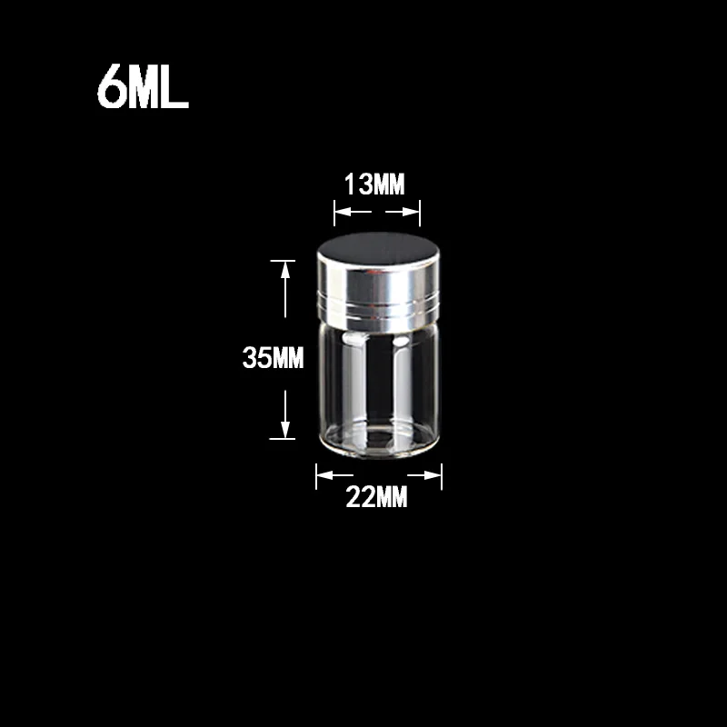 6 мл стеклянные мини бутылочки с закрученными крышками серебристый алюминиевый, светодиод милые, прозрачные прозрачный пустой стеклянный банки флаконы Бутылочки 100 шт